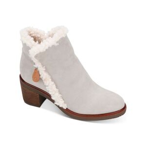 GENTLE SOULS KENNETH COLE Womens Gray Best Toe Block Heel Leather Booties 7 M